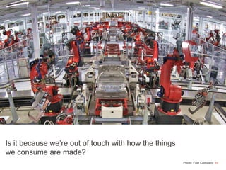 10Photo: Fast Company
Is it because we’re out of touch with how the things
we consume are made?
 