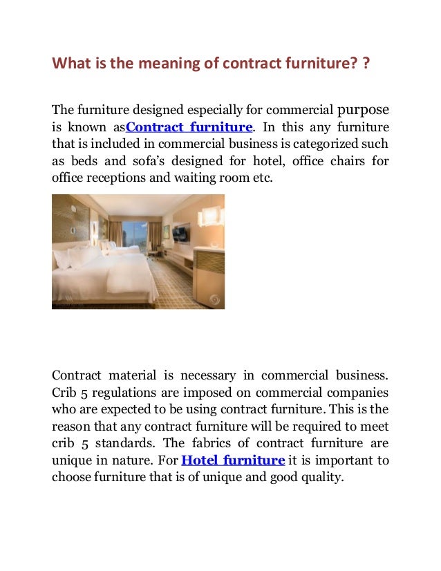 What Is The Meaning Of Contract Furniture