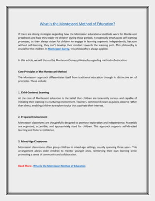 What is the Montessori Method of Education? | PDF