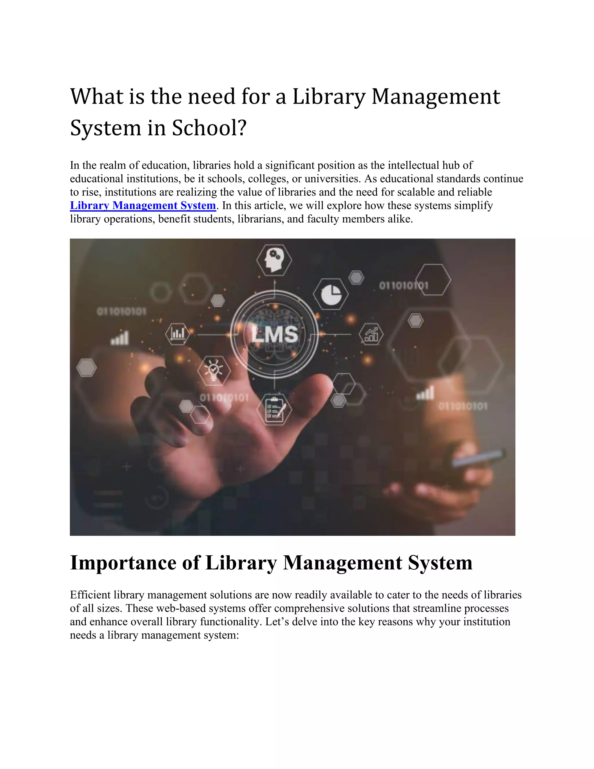 What is the need for a Library Management System in School.pdf
