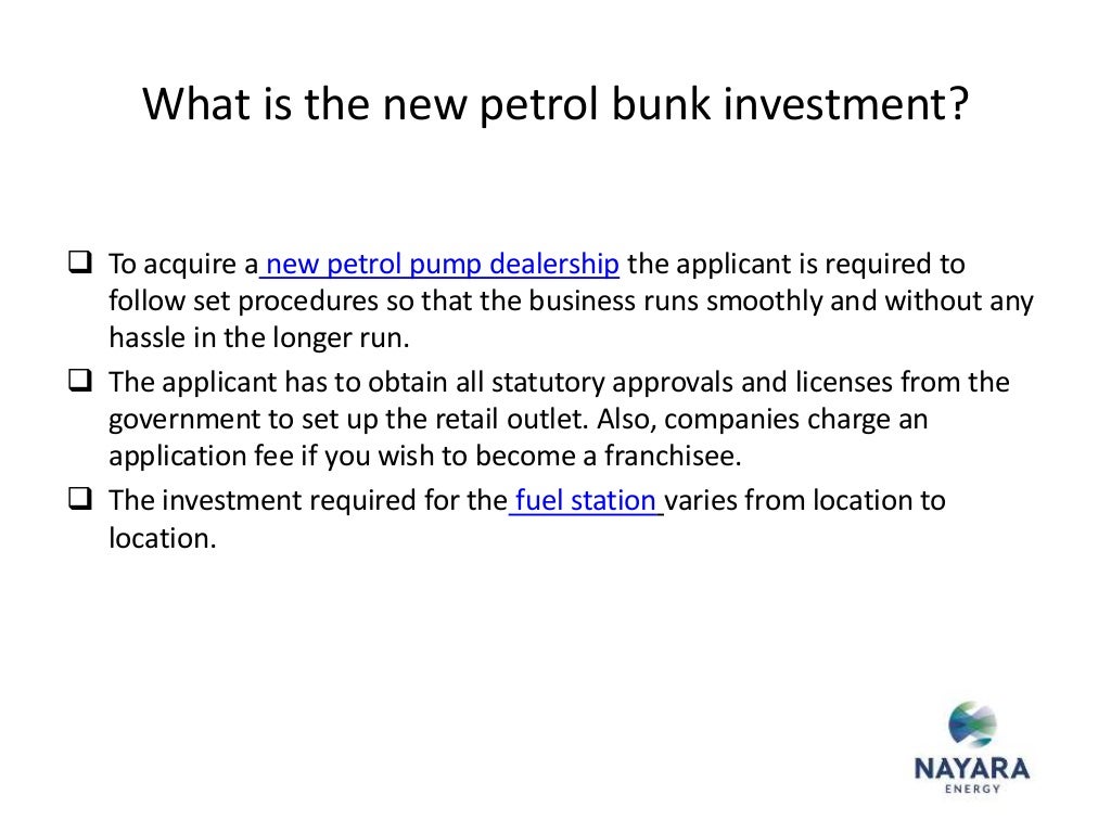 What is the new petrol bunk investment