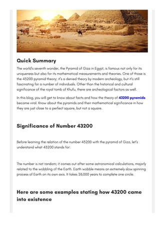 Ancient Pyramid Example What is the number 43200 and its relation to pyramids in Egypt? | PDF