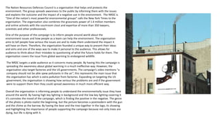 The Nation Resources Defences Council is a organisation that helps and protects the 
environment. The group spreads awaren...