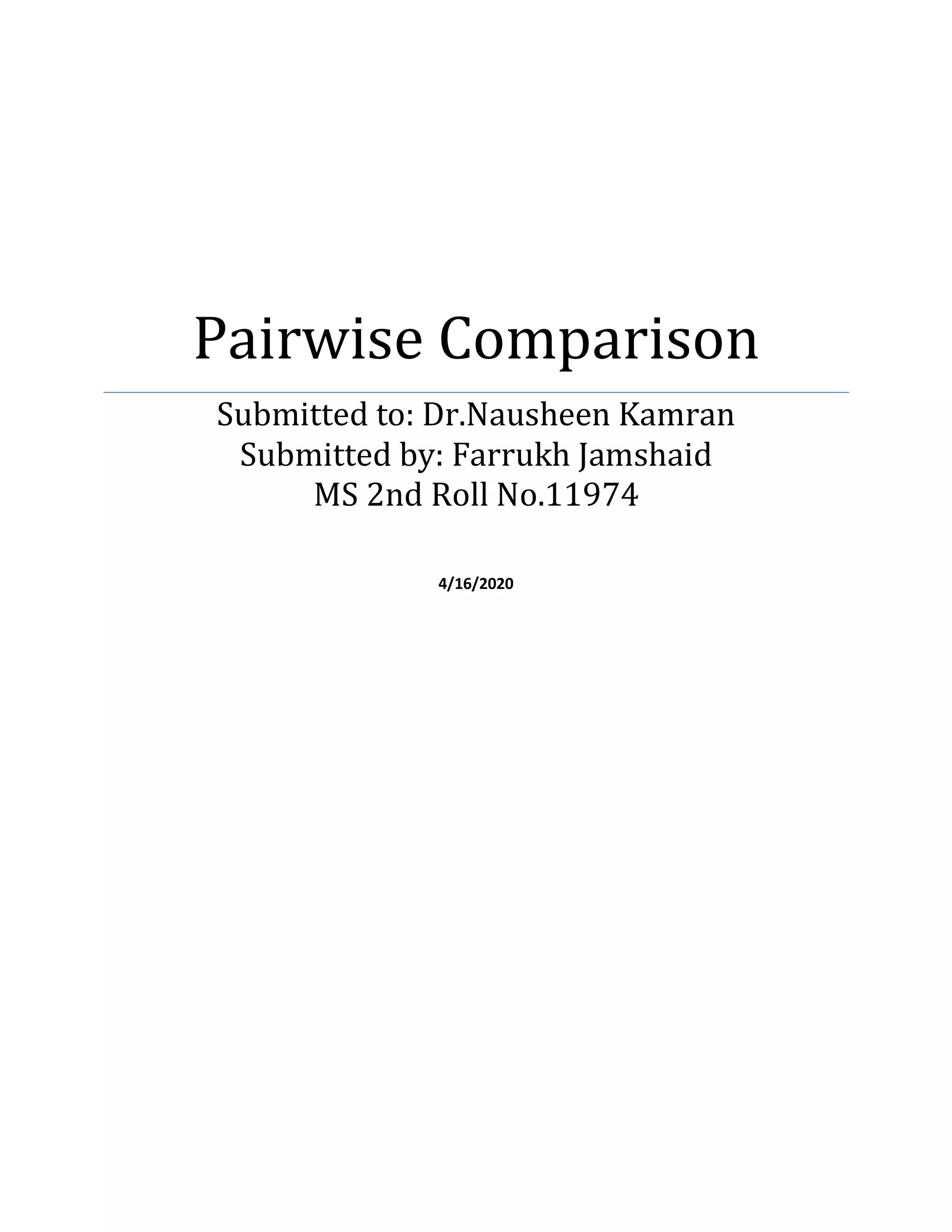 What is the pairwise comparison method pdf