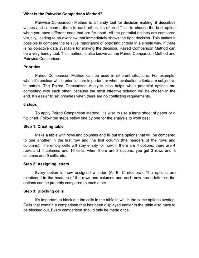 What Is The Pairwise Comparison Method