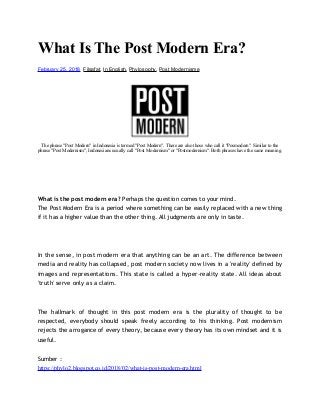 What is the post modern era?