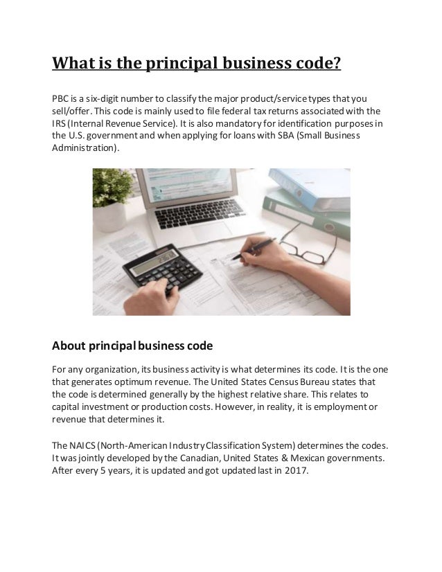 What is the principal business code