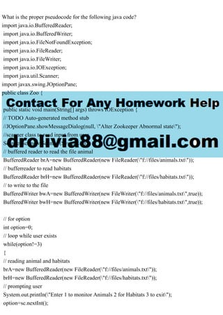 What is the proper pseudocode for the following java codeimport j.pdf