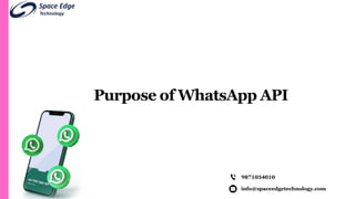 Purpose of WhatsApp API
info@spaceedgetechnology.com
9871034010
 