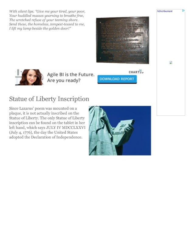 an analysis of the inscription found on the statue of liberty The statue of liberty is a figure of a robed woman representing libertas, a roman liberty goddess new yorkers displayed their new-found enthusiasm for the statue, as the french vessel arrived with the crates holding the disassembled statue on board. an analysis of the inscription found on the statue of liberty The statue of liberty is a figure of a robed woman representing libertas, a roman liberty goddess new yorkers displayed their new-found enthusiasm for the statue, as the french vessel arrived with the crates holding the disassembled statue on board.