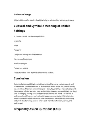 Union The Rabbit Comprehensive Guide to Rabbit Zodiac Compatibility in Chinese Astrology ...