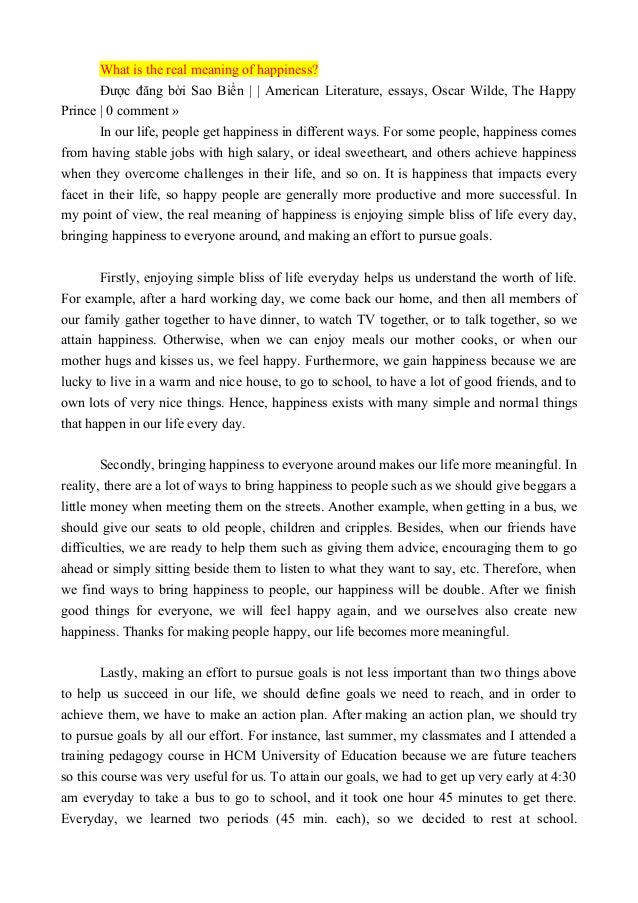 Definition of happiness essay