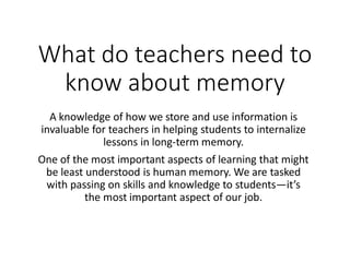 What is the role of memory in learning | PDF