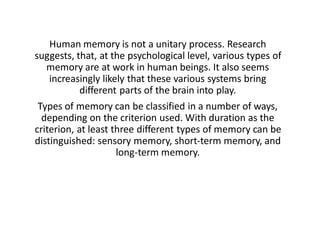 What is the role of memory in learning | PDF
