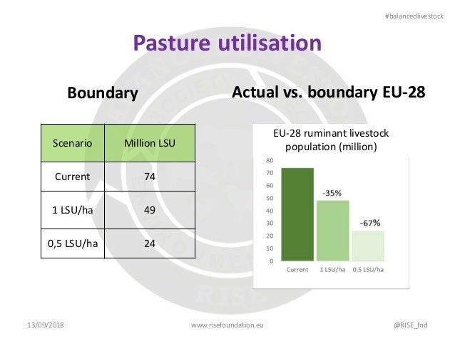 Pasture utilisation
13/09/2018 www.risefoundation.eu @RISE_fnd
#balancedlivestock
Boundary Actual vs. boundary EU-28
EU-28...