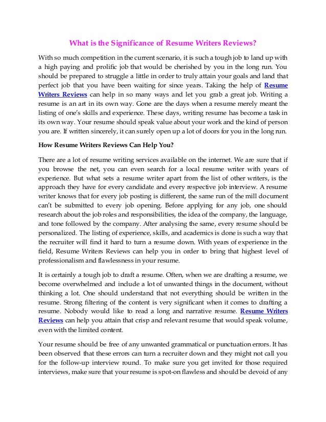 what is the significance of resume writers reviews resumewriters com review