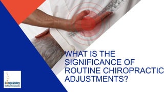 WHAT IS THE
SIGNIFICANCE OF
ROUTINE CHIROPRACTIC
ADJUSTMENTS?
 