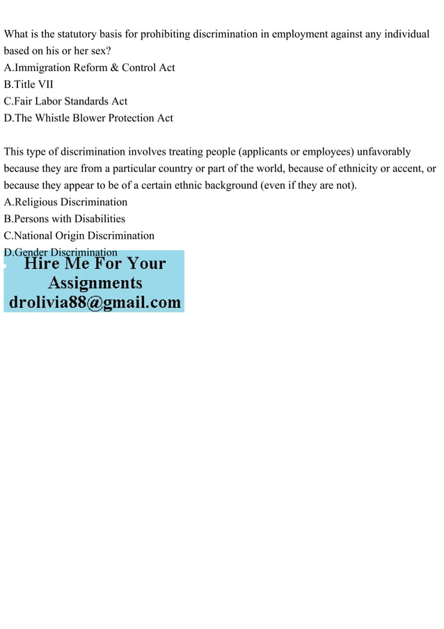 What is the statutory basis for prohibiting discrimination in employ.pdf