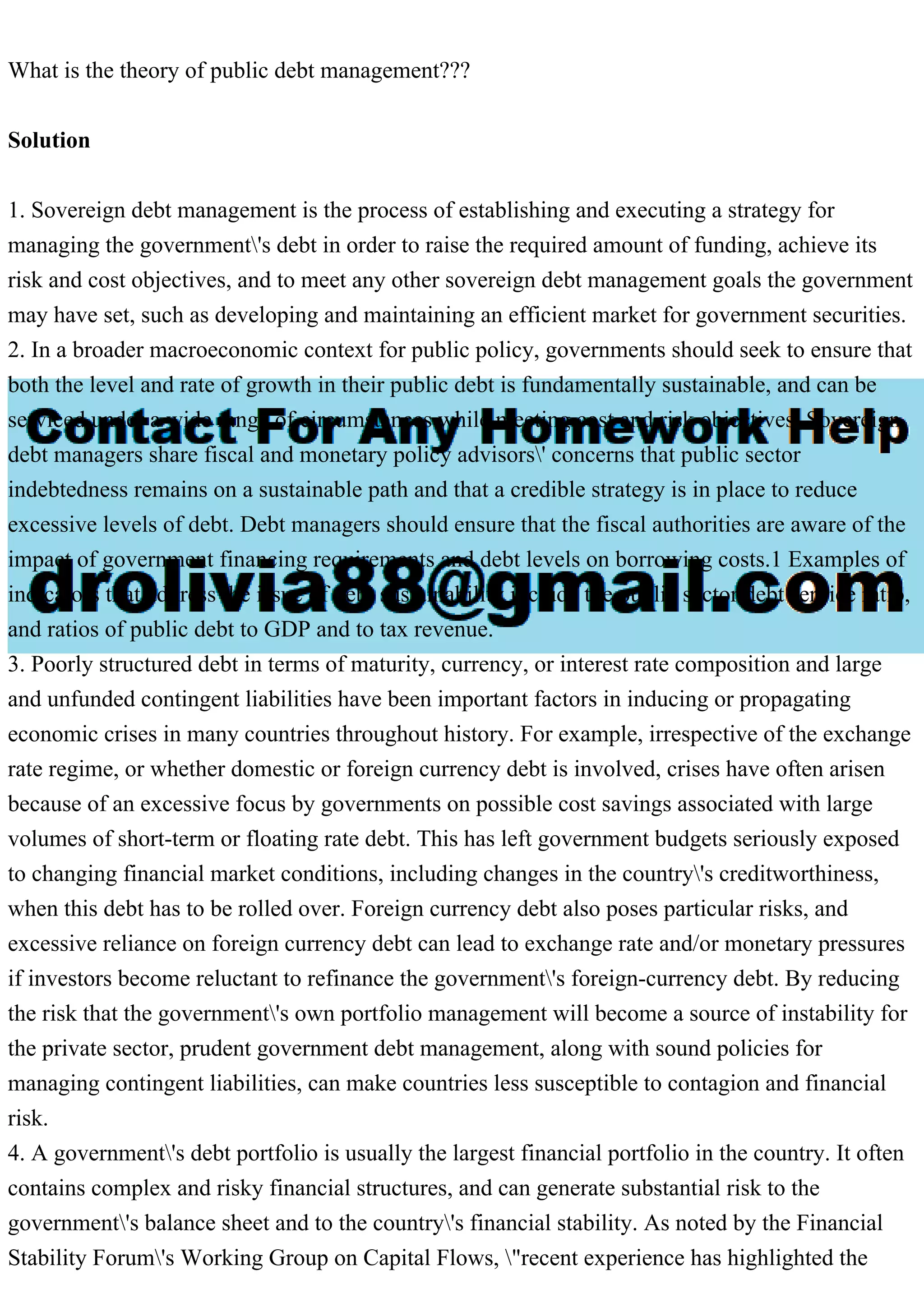 Visual Reference: What Is The Theory Of Public Debt Managementsolution1 Sove Pdf