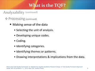 Qualitative Research: What is the Total Quality Framework? | PDF