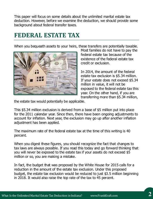 What is the Unlimited Marital Estate Tax Deduction in Indiana?