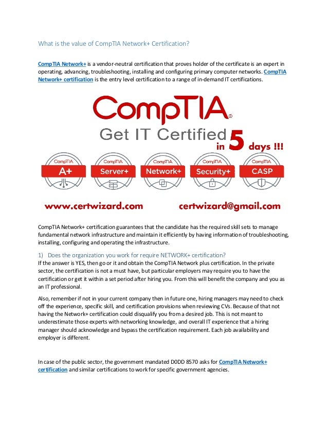 What Is The Value Of Comptia Network Certification