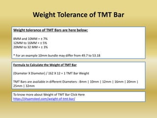 How to Calculate Weight of TMT Bars? | PPTX