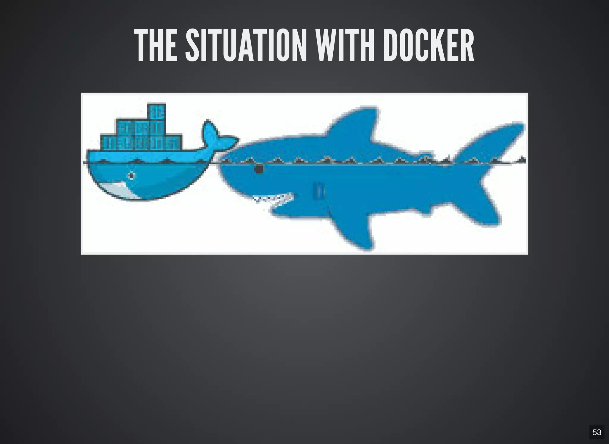 53
THE SITUATION WITH DOCKER
 