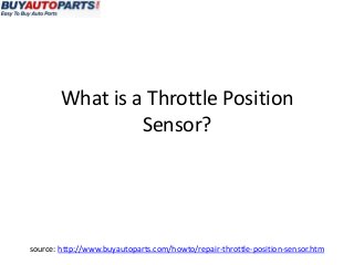 What is a Throttle Position
                 Sensor?




source: http://www.buyautoparts.com/howto/repair-throttle-position-sensor.htm
 