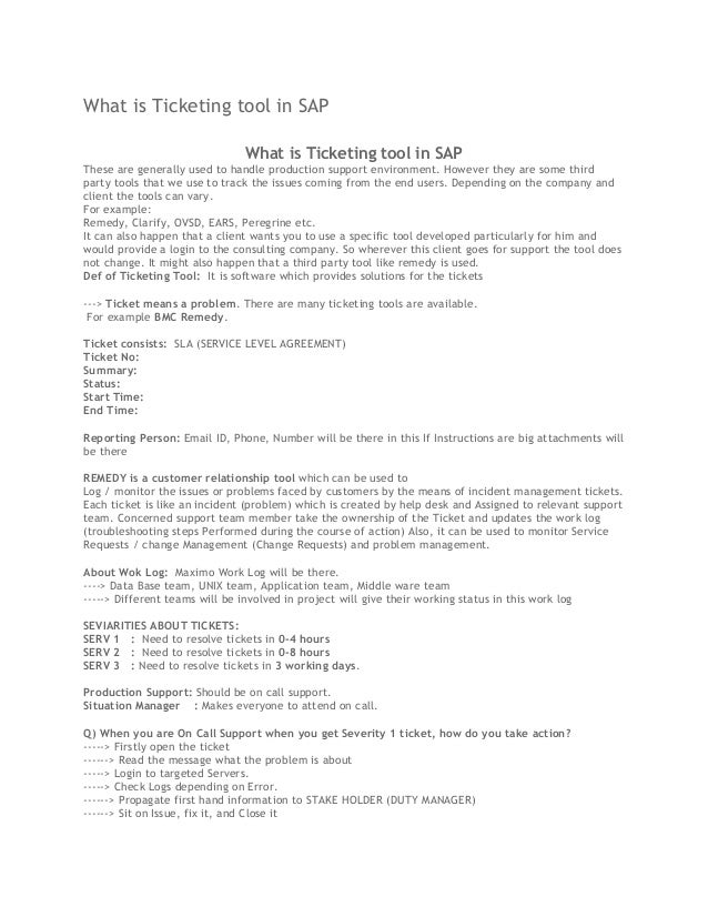 What Is Ticketing Tool In Sap