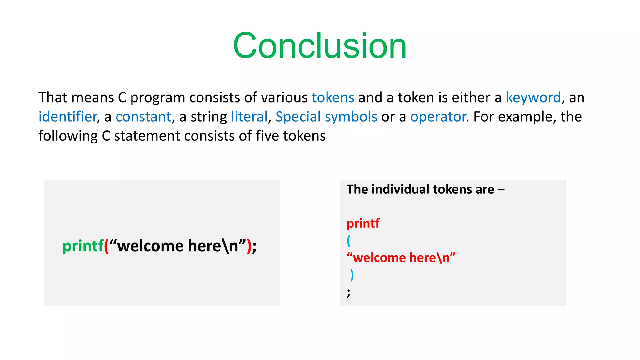 What is token c programming | PPT