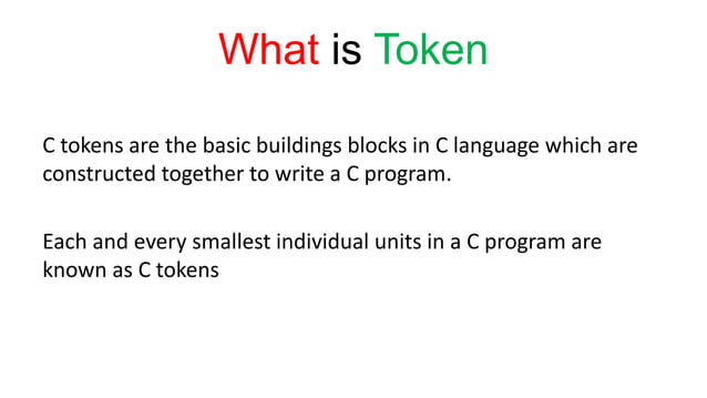 What is token c programming | PPT