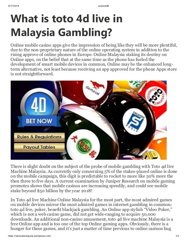 What Is Toto 4d Live In Malaysia Gambling