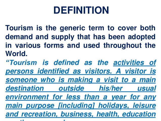 define tourism with an example