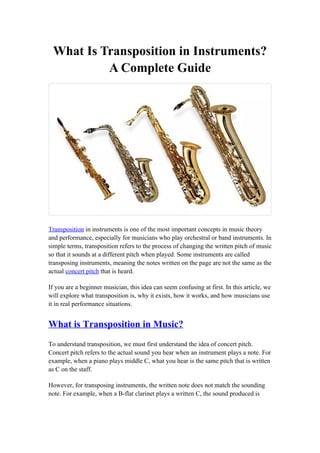 Transposing Intruments Understanding Transposition in Musical Instruments: A Comprehensive ...