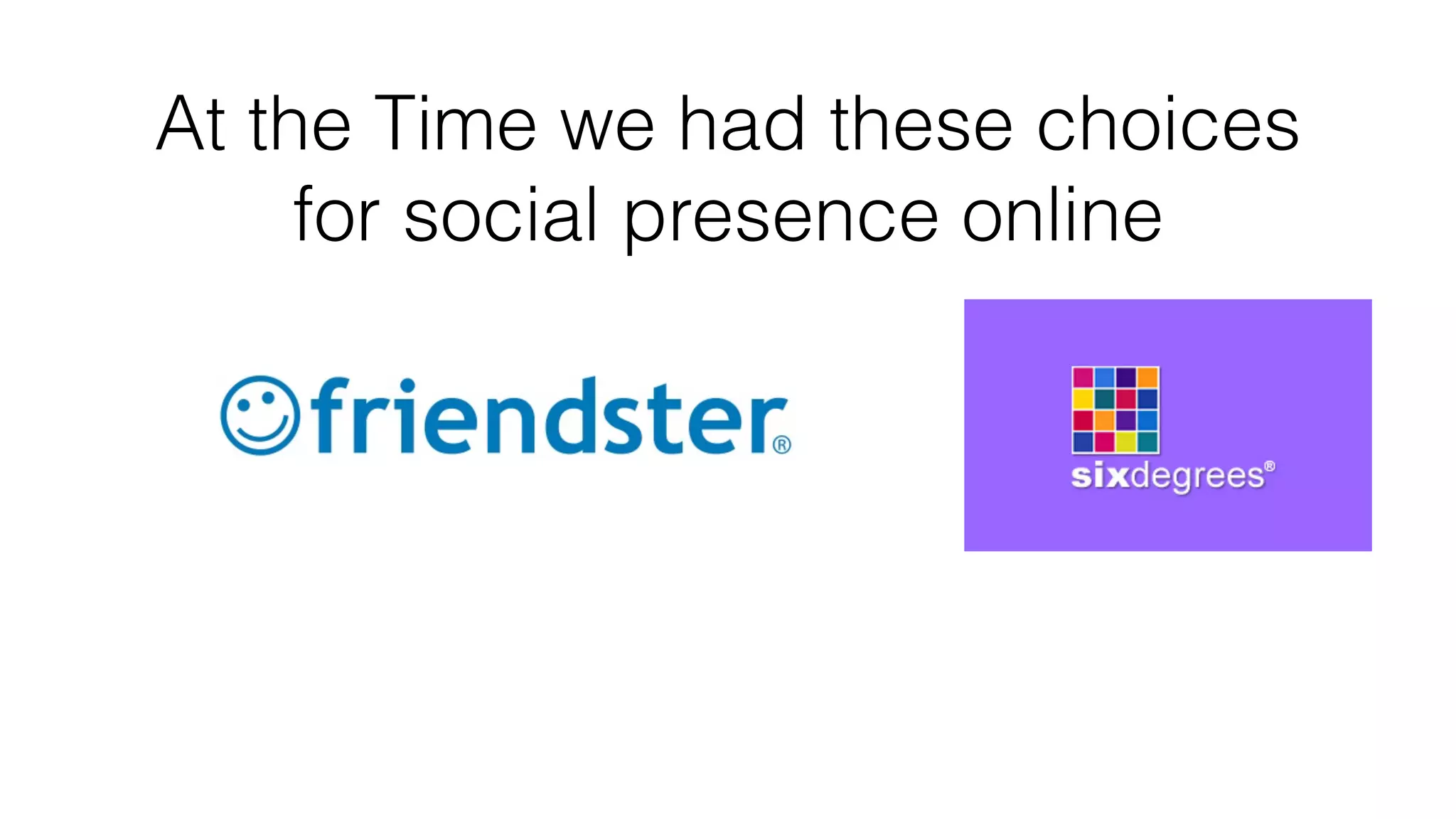 At the Time we had these choices
for social presence online
 