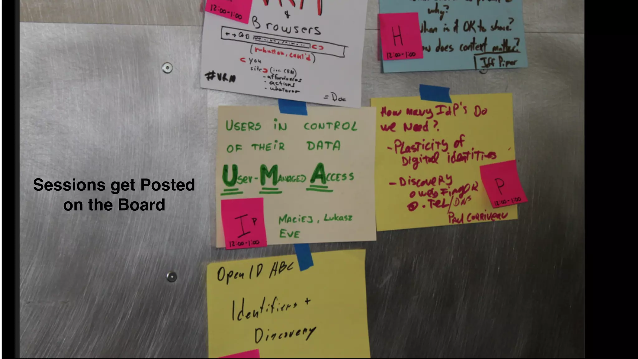 Sessions get Posted
on the Board
 