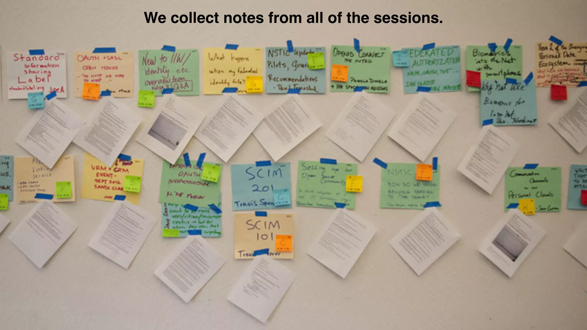 We collect notes from all of the sessions.
 