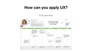 How can you apply UX?
User journeys
 