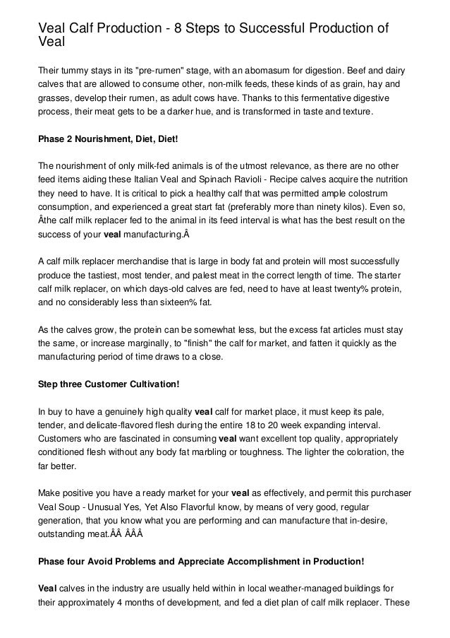 Veal Calf Production 8 Steps to Successful Production of Veal