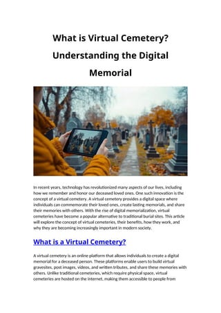 Virtual Cemetery Exploring Virtual Cemeteries: The Future of Digital Memorials and ...