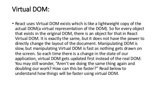 What is virtual dom in react js | PPT
