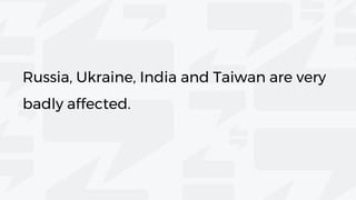 Russia, Ukraine, India and Taiwan are very
badly affected.
 