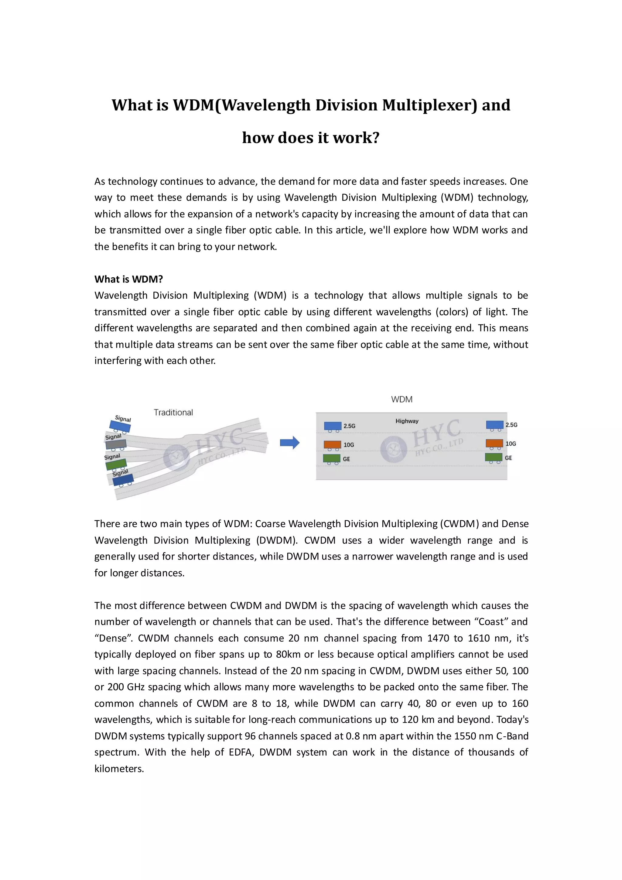 What is WDM(wavelength division multiplexer) and how does it work.pdf