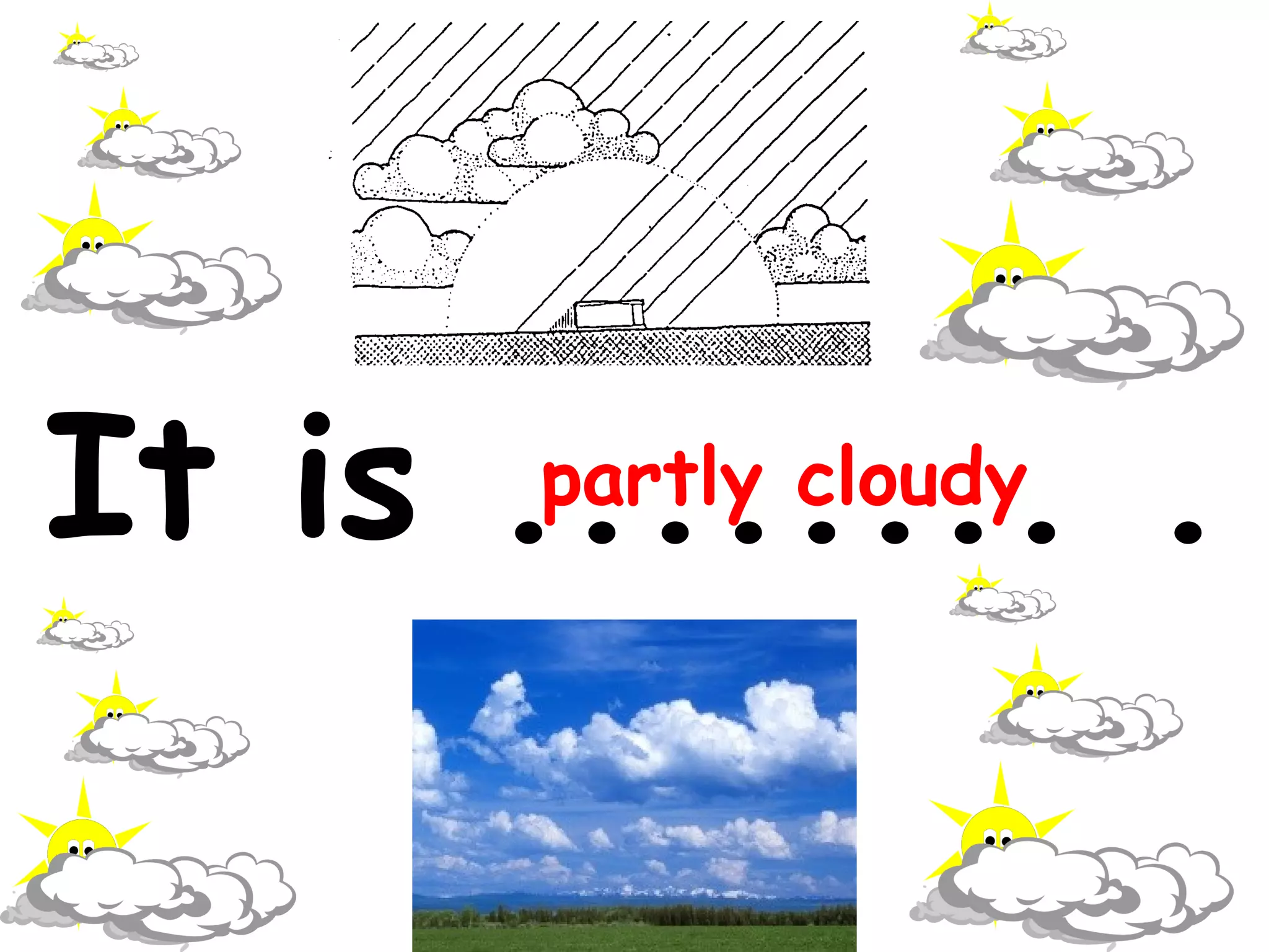 It is ........ .
partly cloudy