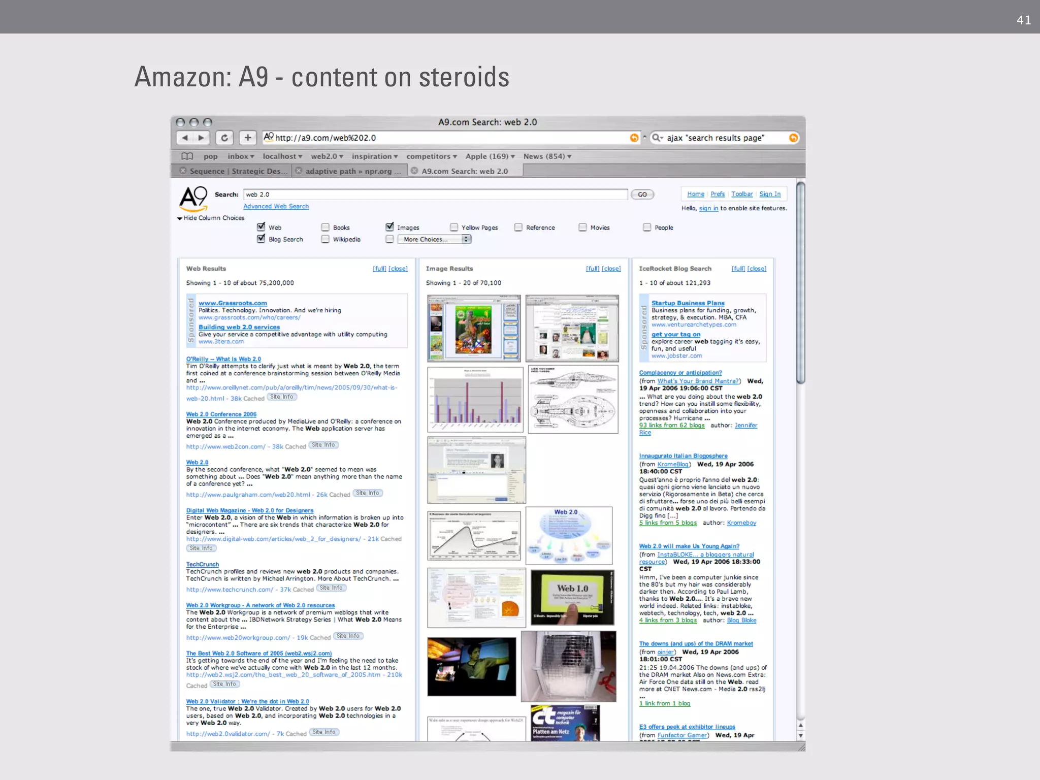 41




Amazon: A9 - content on steroids
 