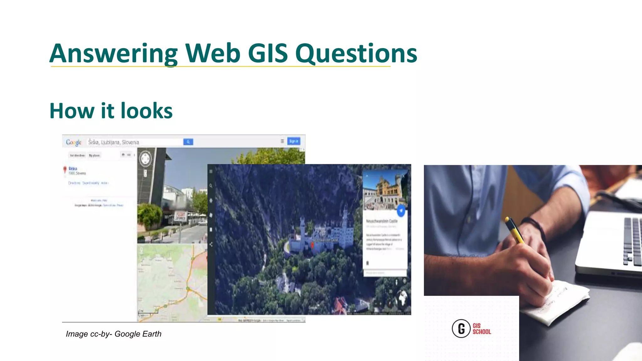 Answering Web GIS Questions
How it looks
Image cc-by- Google Earth
 