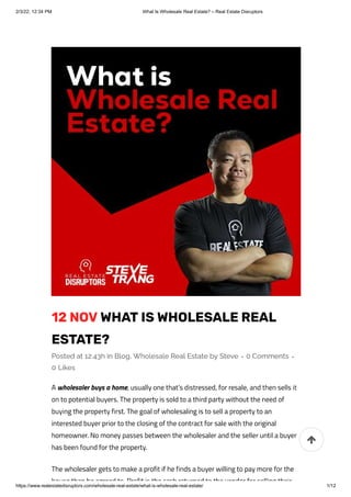 What is wholesale real state