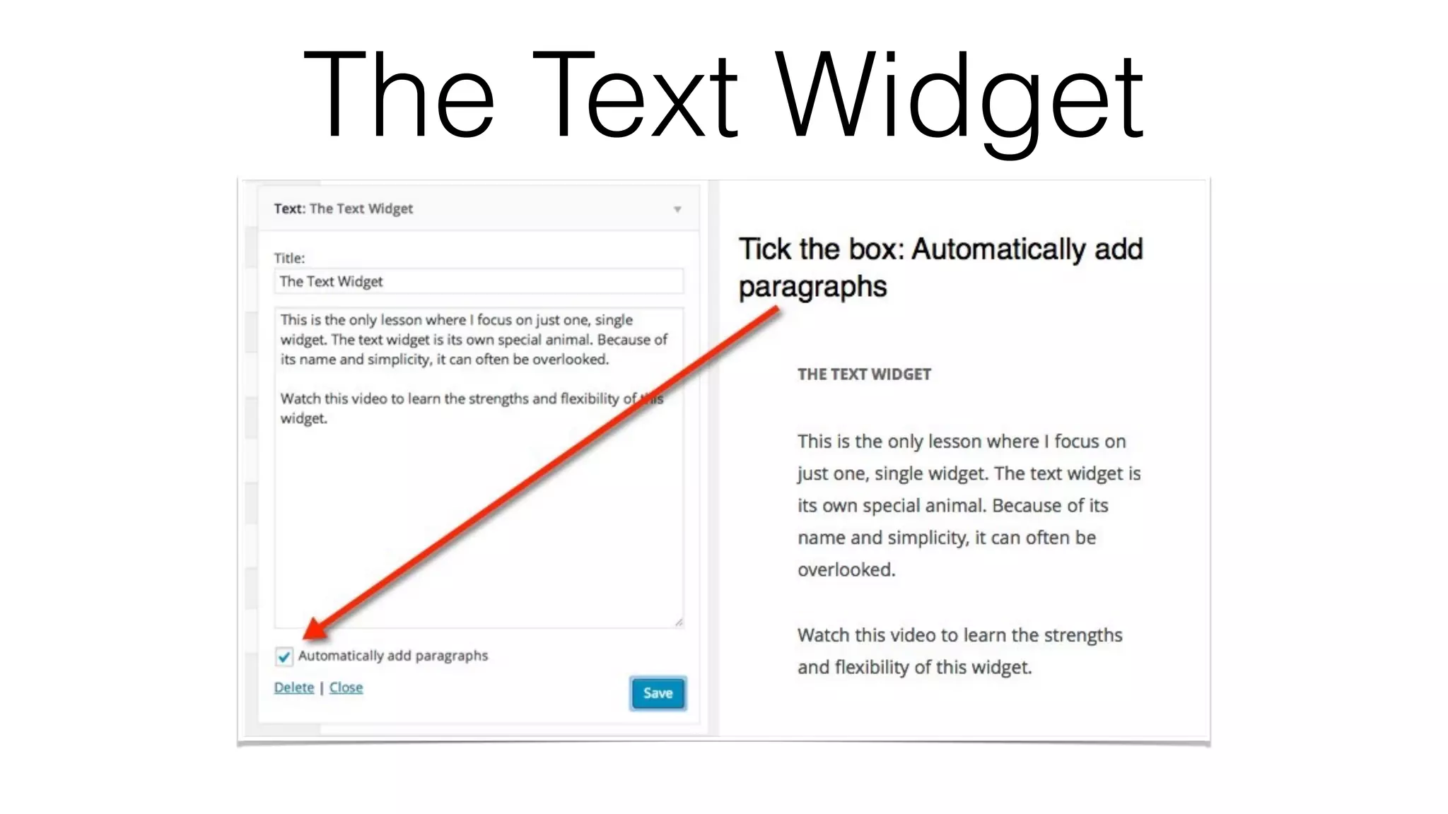 The Text Widget
 