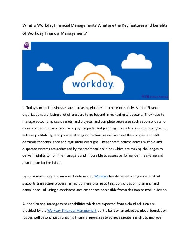 What is Workday Financial Management? What are the Key features and benefits of Workday